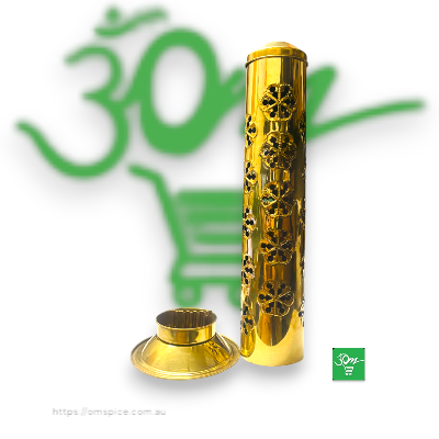 Brass Agarbatti Stand with Ash Catcher 10 inch - Buy Online Australia | Om Spice & Grocery
