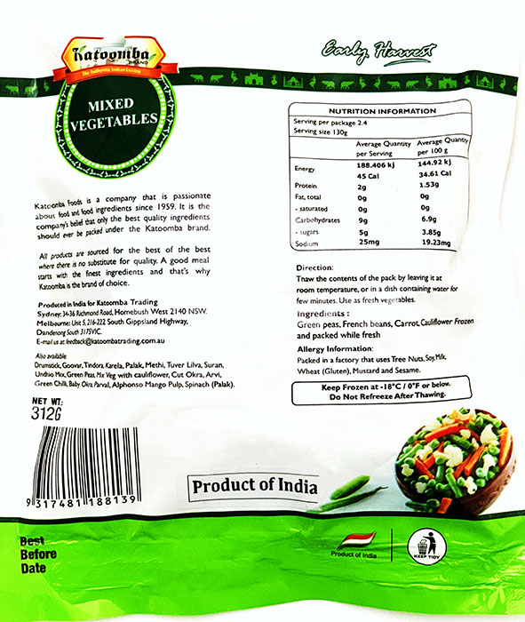 Frozen mixed vegetable - Buy Online Australia | Om Spice & Grocery