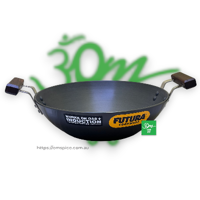 Hawkins Futura Black Deep Fry Pan Gas Induction 2.5L 27cm Diameter Steel Lid - Buy Online Australia | Om Spice & Grocery