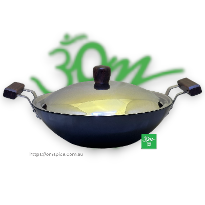 Hawkins Futura Black Deep Fry Pan Gas Induction 3.75L 30cm Diameter Steel Lid - Buy Online Australia | Om Spice & Grocery