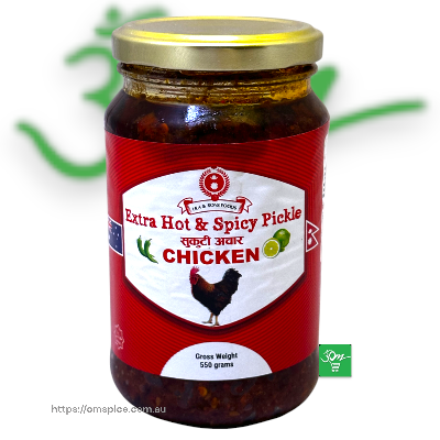 Hot and Spicy Chicken Sukuti Pickle - Buy Online Australia | Om Spice & Grocery